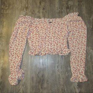 Floral cropped top over shoulder!